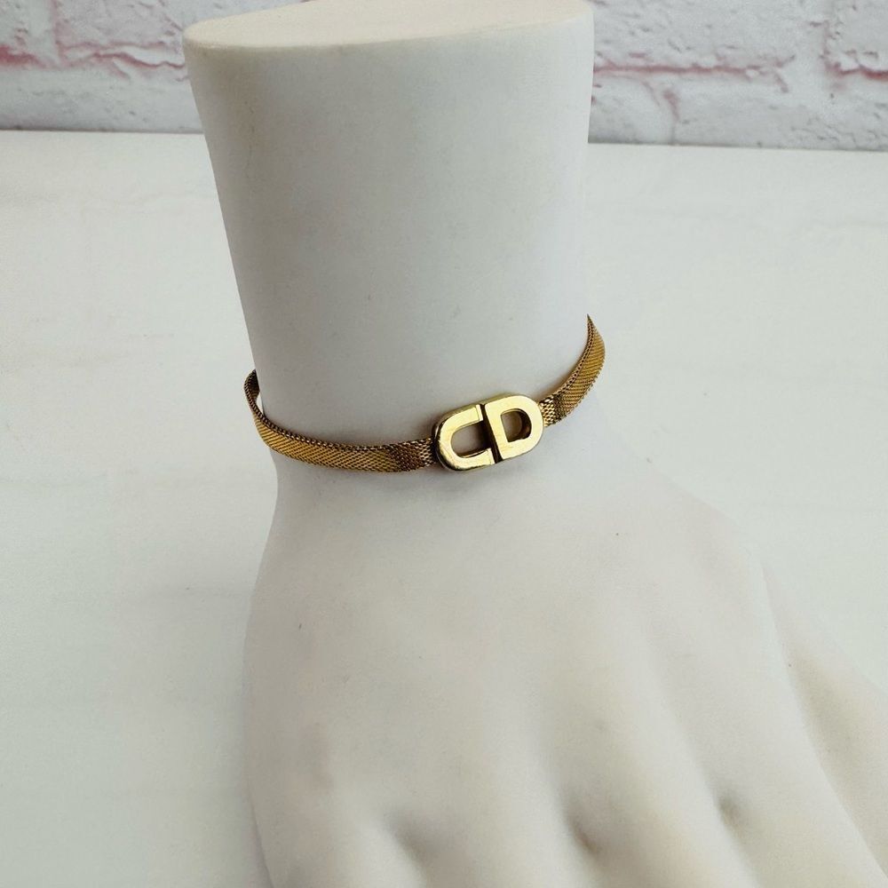 Dior Vintage Gold Mesh Bracelet with CD Logo - Picture 11 of 12